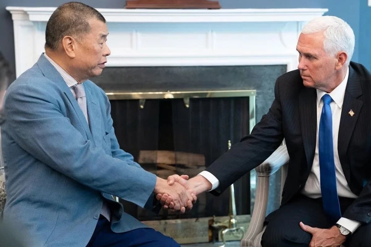 黎智英去年與美國副總統彭斯會面。圖片來源:The White House